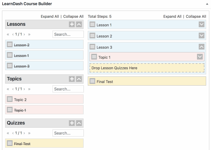 LearnDash course builder