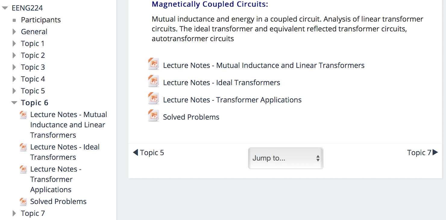 Moodle student view